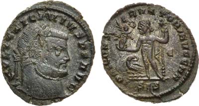 Лот №71,  Римская Империя. Император Лициний. Фоллис 313 года.