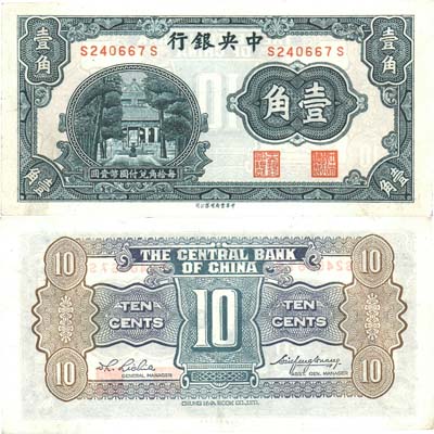 Лот №260,  Китай. Центральный Банк Китая. 10 центов 1931 года.