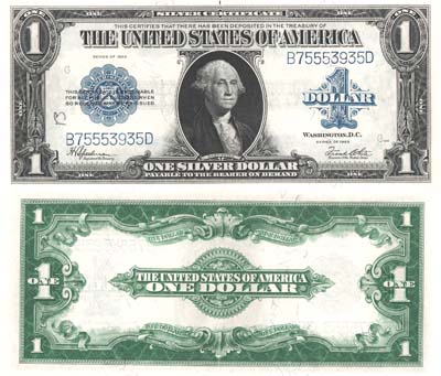 Лот №276,  США. Банкнота министерство финансов США. 1 серебряный доллар 1923 года..
