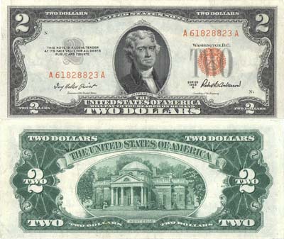 Лот №280,  США. Казначейство США. 2 доллара 1953 года.