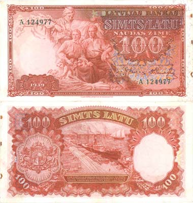 Лот №683,  Латвийская Республика. Банк Латвии. 100 латов 1939 года.
