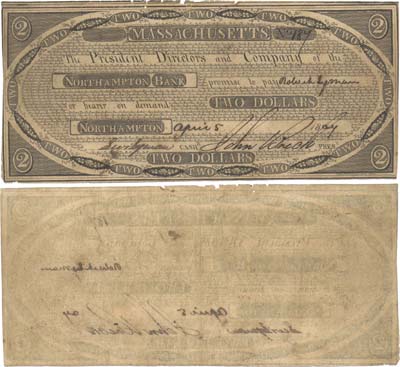 Лот №719,  США. Массачусетс. Нортхэмптон Банк. 2 доллара 5 апреля 1804 года.