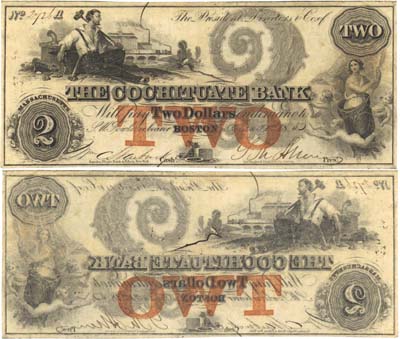 Лот №723,  США. Массачусетс. Кочитуате Банк. 2 доллара 1857 года.