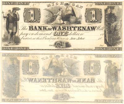 Лот №733,  США. Банк Washtenaw (Штат Мичиган). 1 доллар. Не заполнен.