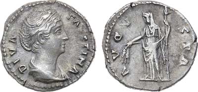 Лот №11,  Римская Империя. Фаустина жена Антониана Пия. Денарий 147 года.