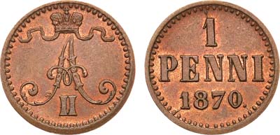 Лот №1304, 1 пенни 1870 года.