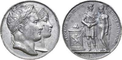 Лот №223,  Франция. Империя. Император Наполеон I. Медаль 1810 года. В память свадьбы Наполеона I и Марии-Луизы Австрийской, 1 апреля 1810 года.