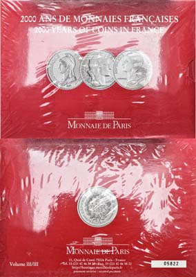 Лот №234,  Франция. Сборный лот из 3 монет по 5 франков серии 2000 лет монетам Франции - Франк Марианна Лагрифул, Франк Свободы, Франк Марианна Капеллан.
