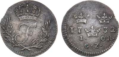 Лот №246,  Королевство Швеция. Король Фредрик I. Эре 1732 года (G Z).