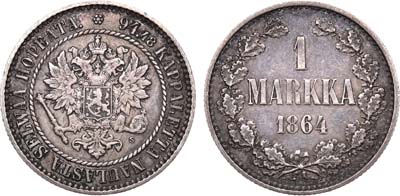 Лот №385, 1 марка 1864 года. S.