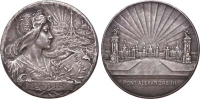 Лот №505, Медаль 1900 года. На открытие моста Александра III в Париже.