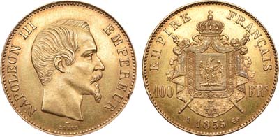 Лот №681, Франция. Наполеон III. 100 франков 1855 года. A.