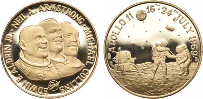 Лот №692, Италия. Медаль 1969 года. Космос. Аполлон-11.