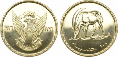 Лот №705, Судан. 100 фунтов 1976 года. Саблерогая антилопа.