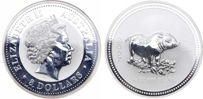Лот №9,  Австралия. Королева Елизавета II. 8 долларов 2007 года. Серия 