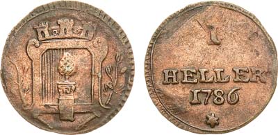 Лот №222,  Священная Римская империя. Свободный Имперский город Аугсбург. 1 геллер 1786 года .