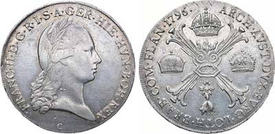 Лот №229,  Священная Римская империя. Австрийские Нидерланды. Император Франц II. Кроненталер 1796 года.