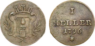 Лот №231,  Священная Римская империя. Свободный Имперский город Аугсбург. 1 геллер 1796 года .