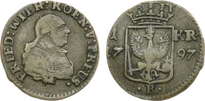 Лот №234,  Священная Римская империя. Королевство Пруссия. Король Фридрих Вильгельм II. 1 крейцер 1797 года.