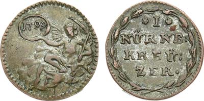 Лот №237,  Священная Римская империя. Свободный Имперский город Нюрнберг. 1 крейцер 1799 года.
