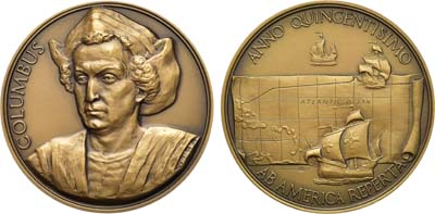 Лот №1515, Медаль 1992 года. В память 500-летия открытия Америка Колумбом.