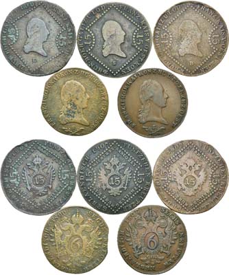 Лот №28,  Австрия. Сборный лот из 5 монет 6 и 15 крейцеров 1800-1807 гг.