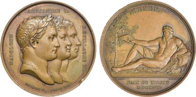 Лот №653, Медаль 1807 года. Франция. Первая империя. Император Наполеон I Бонапарт. Медаль 1807 года. Тильзитский мирный договор.