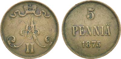 Лот №900, 5 пенни 1875 года.