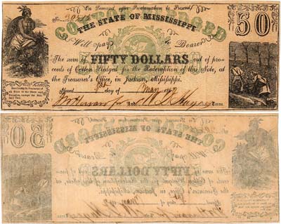 Лот №334,  США. Штат Миссисипи. 50 долларов 1862 года.