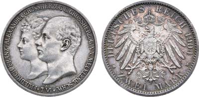 Лот №249,  Германская империя. Великое герцогство Мекленбург-Шеверин. Великий герцог Фридрих Франц IV. 2 марки 1904 года.
