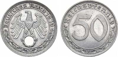 Лот №290,  Германия. Третий Рейх. 50 рейхспфеннигов 1939 года.