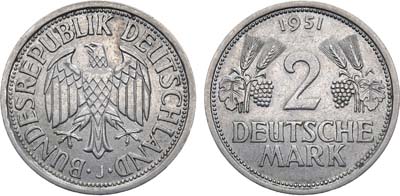 Лот №292,  ФРГ (Федеративная Республика Германия). 2 марки 1951 года.