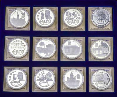 Лот №299,  Германия. Сборный лот из 12 медалей Евро-Экю 1996-1997 гг (проба 999). Bayerisches Munzkontor (Вариантов нет).