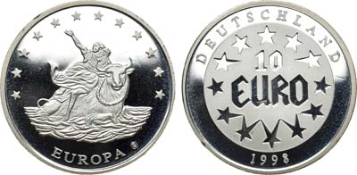 Лот №300,  Германия. 10 Евро-Экю 1998 года. 
