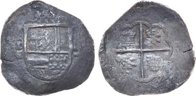 Лот №318,  Испанская колония. Король Филипп III Испанский. 2 реала XVII века (Макукин).