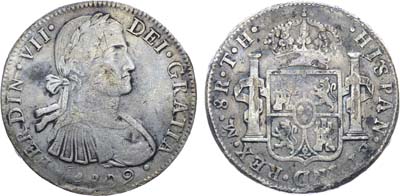 Лот №344,  Мексика. Испанская колония. Король Фердинанд VII. 8 реалов 1809 года.