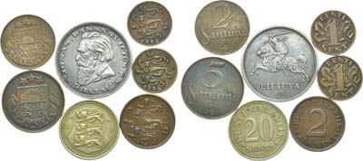 Лот №356,  Прибалтийские республики (Эстония, Литва и Латвия). Сборный лот из 7 монет.