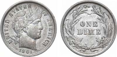Лот №368,  США. Дайм (10 центов) 1901 года.