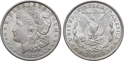 Лот №370,  США. 1 доллар 1921 года. MORGAN DOLLAR.