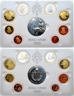 Лот №27,  Ватикан. Папа Бенедикт XVI. Евронабор из 8 монет и медали 2009 года. 80 лет государству Ватикан.