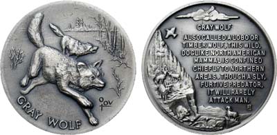 Лот №90,  США. Медаль. Серый волк.