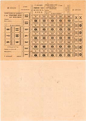 Лот №137,  Управление заборных книжек Ленсовета. Продовольственная карточка 2-й категории на хлеб и продукты.
