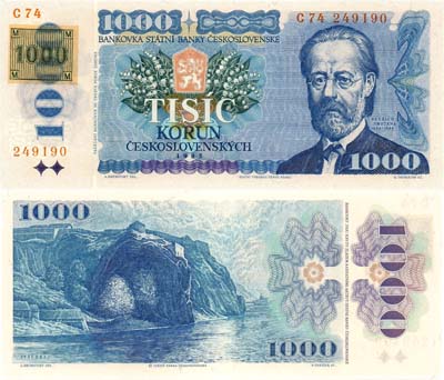 Лот №562,  Чехия. ЧСФР. 1000 крон 1985 (1993) года. Бедржих Сметана. Марка.