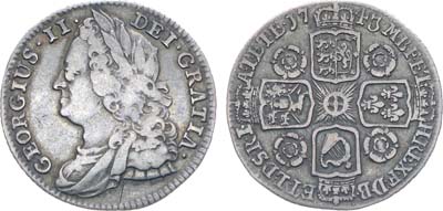 Лот №145,  Великобритания. Король Георг II. 6 пенсов 1743 года.