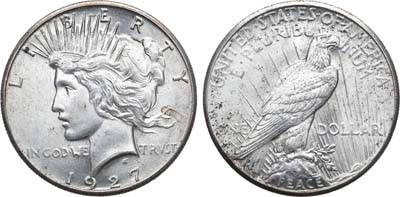 Лот №440,  США. 1 доллар 1927 года. PIACE DOLLAR.