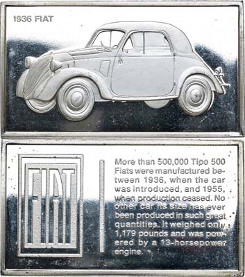 Лот №443,  США. Плакета. История автомобиля Fiat 1936 года.