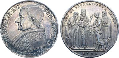 Лот №233,  Ватикан. Папская область. Папа Григорий XVI. Скудо 1834 года (VI).