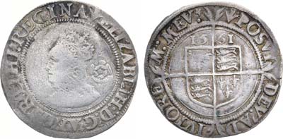 Лот №243,  Англия. Королева  Елизавета I. 6 пенсов 1561 года.