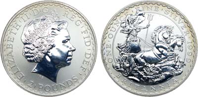 Лот №272,  Великобритания. Королева Елизавета II. 2 фунта 1999 года. Britannia на биге.