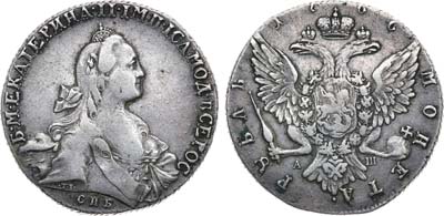 Лот №881, 1 рубль 1766 года. СПБ-TI-АШ.